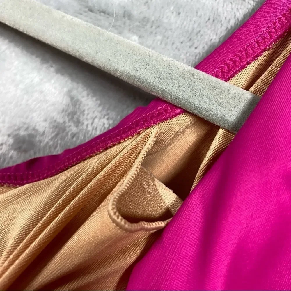 NEW J. Crew Ruched Ruffle One Piece Swimsuit V Neck Size 2 Pink Radiant Fuchsia